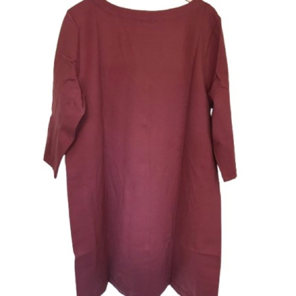 NWT BetaBrand Half-Day Shift Dress — Raspberry Wine with Navy Trim — Size XXLP - Picture 3 of 5